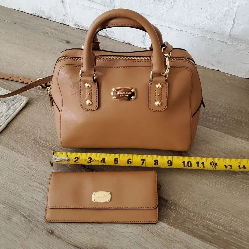 Michael Kors Saffiano Leather Crossbody Satchel and Bi-fold Wallet
